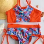 Bikini con trenzado en panty anaranjado